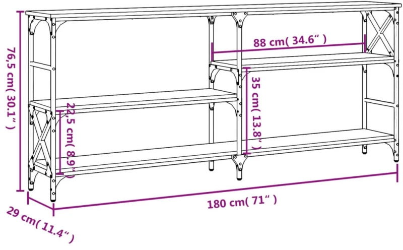 ΤΡΑΠΕΖΙ ΚΟΝΣΟΛΑ ΓΚΡΙ SONOMA 180X29X76,5 ΕΚ. ΕΠΕΞΕΡΓ. ΞΥΛΟ 835477