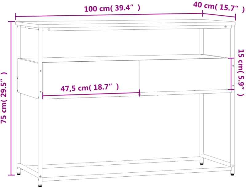 ΤΡΑΠΕΖΙ ΚΟΝΣΟΛΑ ΚΑΠΝΙΣΤΗ ΔΡΥΣ 100X40X75 ΕΚ. ΕΠΕΞΕΡΓΑΣΜΕΝΟ ΞΥΛΟ 834152