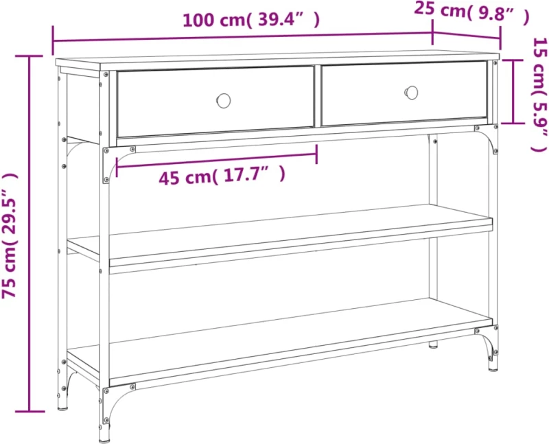ΤΡΑΠΕΖΙ ΚΟΝΣΟΛΑ ΓΚΡΙ SONOMA 100X25X75 ΕΚ. ΕΠΕΞΕΡΓΑΣΜΕΝΟ ΞΥΛΟ 834183