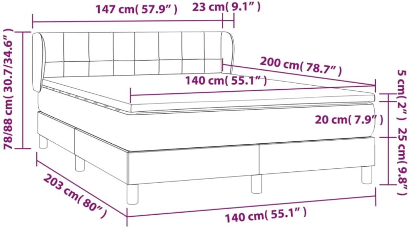 ΚΡΕΒΑΤΙ BOXSPRING ΜΕ ΣΤΡΩΜΑ ΑΝΟΙΧΤΟ ΓΚΡΙ 140X200 ΕΚ. ΥΦΑΣΜΑΤΙΝΟ 3126805