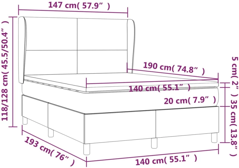 ΚΡΕΒΑΤΙ BOXSPRING ΜΕ ΣΤΡΩΜΑ ΣΚΟΥΡΟ ΓΚΡΙ 140X190 ΕΚ. ΥΦΑΣΜΑΤΙΝΟ 3127798