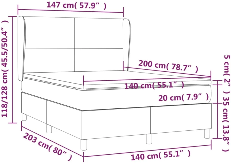ΚΡΕΒΑΤΙ BOXSPRING ΜΕ ΣΤΡΩΜΑ ΑΝΟΙΧΤΟ ΓΚΡΙ 140X200 ΕΚ. ΒΕΛΟΥΔΙΝΟ 3129093