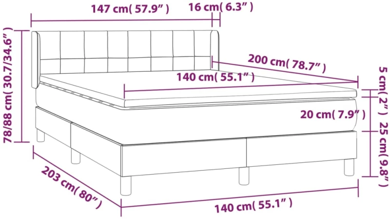 ΚΡΕΒΑΤΙ BOXSPRING ΜΕ ΣΤΡΩΜΑ ΑΝΟΙΧΤΟ ΓΚΡΙ 140X200 ΕΚ. ΥΦΑΣΜΑΤΙΝΟ 3129713