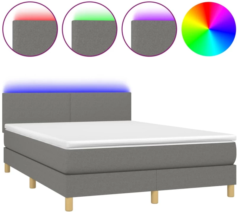 ΚΡΕΒΑΤΙ BOXSPRING ΜΕ ΣΤΡΩΜΑ & LED ΣΚ.ΓΚΡΙ 140X190 ΕΚ ΥΦΑΣΜΑΤΙΝΟ 3132990