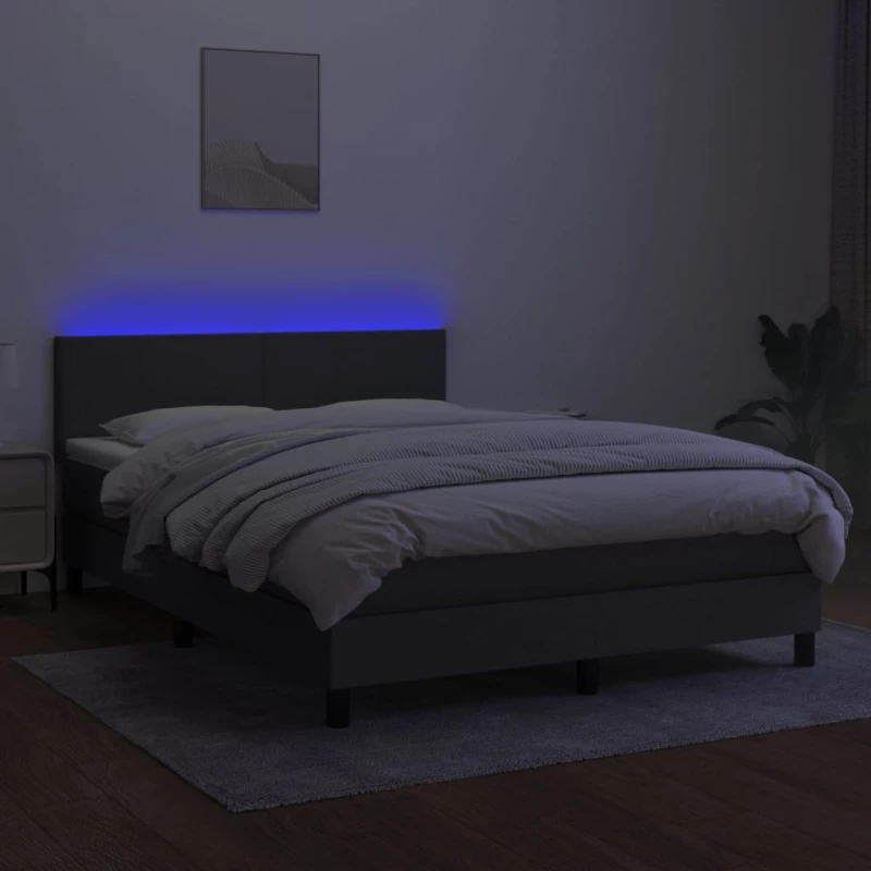 ΚΡΕΒΑΤΙ BOXSPRING ΜΕ ΣΤΡΩΜΑ & LED ΣΚ.ΓΚΡΙ 140X190 ΕΚ ΥΦΑΣΜΑΤΙΝΟ 3132990