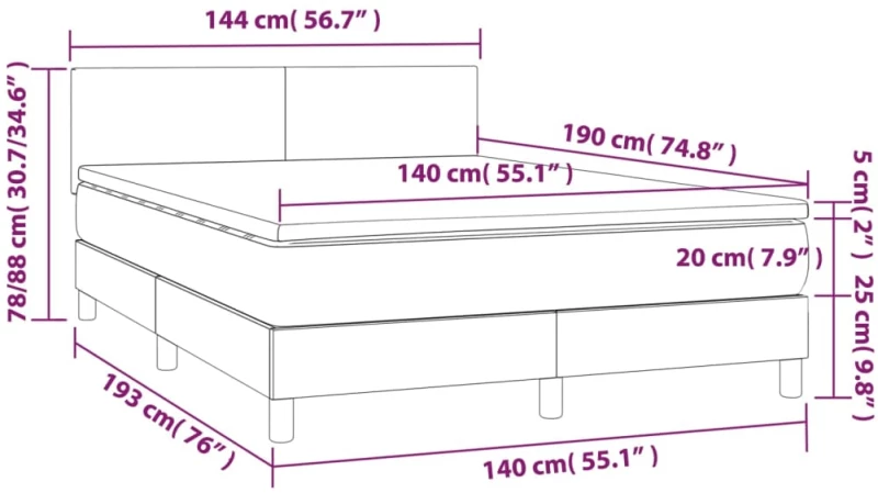 ΚΡΕΒΑΤΙ BOXSPRING ΜΕ ΣΤΡΩΜΑ & LED ΣΚ.ΓΚΡΙ 140X190 ΕΚ ΥΦΑΣΜΑΤΙΝΟ 3132990