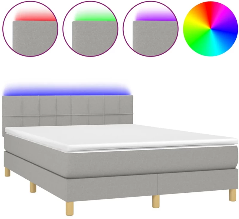 ΚΡΕΒΑΤΙ BOXSPRING ΜΕ ΣΤΡΩΜΑ & LED ΑΝ.ΓΚΡΙ 140X190ΕΚ. ΥΦΑΣΜΑΤΙΝΟ 3133709