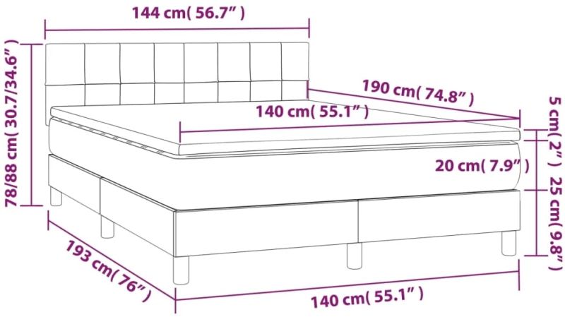 ΚΡΕΒΑΤΙ BOXSPRING ΜΕ ΣΤΡΩΜΑ & LED ΑΝ.ΓΚΡΙ 140X190ΕΚ. ΥΦΑΣΜΑΤΙΝΟ 3133709