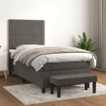 ΚΡΕΒΑΤΙ BOXSPRING ΜΕ ΣΤΡΩΜΑ ΣΚΟΥΡΟ ΓΚΡΙ 90X200 ΕΚ. ΒΕΛΟΥΔΙΝΟ 3137762