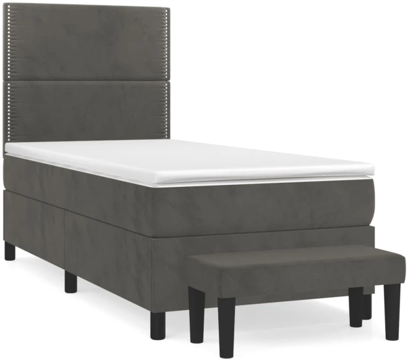 ΚΡΕΒΑΤΙ BOXSPRING ΜΕ ΣΤΡΩΜΑ ΣΚΟΥΡΟ ΓΚΡΙ 90X200 ΕΚ. ΒΕΛΟΥΔΙΝΟ 3137762