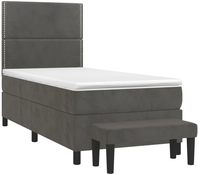 ΚΡΕΒΑΤΙ BOXSPRING ΜΕ ΣΤΡΩΜΑ ΣΚΟΥΡΟ ΓΚΡΙ 90X200 ΕΚ. ΒΕΛΟΥΔΙΝΟ 3137762