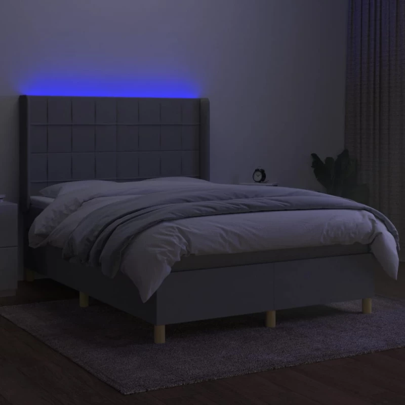 ΚΡΕΒΑΤΙ BOXSPRING ΜΕ ΣΤΡΩΜΑ & LED ΑΝ.ΓΚΡΙ 140X190ΕΚ. ΥΦΑΣΜΑΤΙΝΟ 3138869