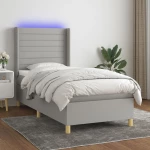ΚΡΕΒΑΤΙ BOXSPRING ΜΕ ΣΤΡΩΜΑ & LED ΑΝ.ΓΚΡΙ 90X200 ΕΚ. ΥΦΑΣΜΑΤΙΝΟ 3138925