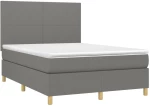 ΚΡΕΒΑΤΙ BOXSPRING ΜΕ ΣΤΡΩΜΑ ΣΚΟΥΡΟ ΓΚΡΙ 140X200 ΕΚ ΥΦΑΣΜΑΤΙΝΟ 3142178