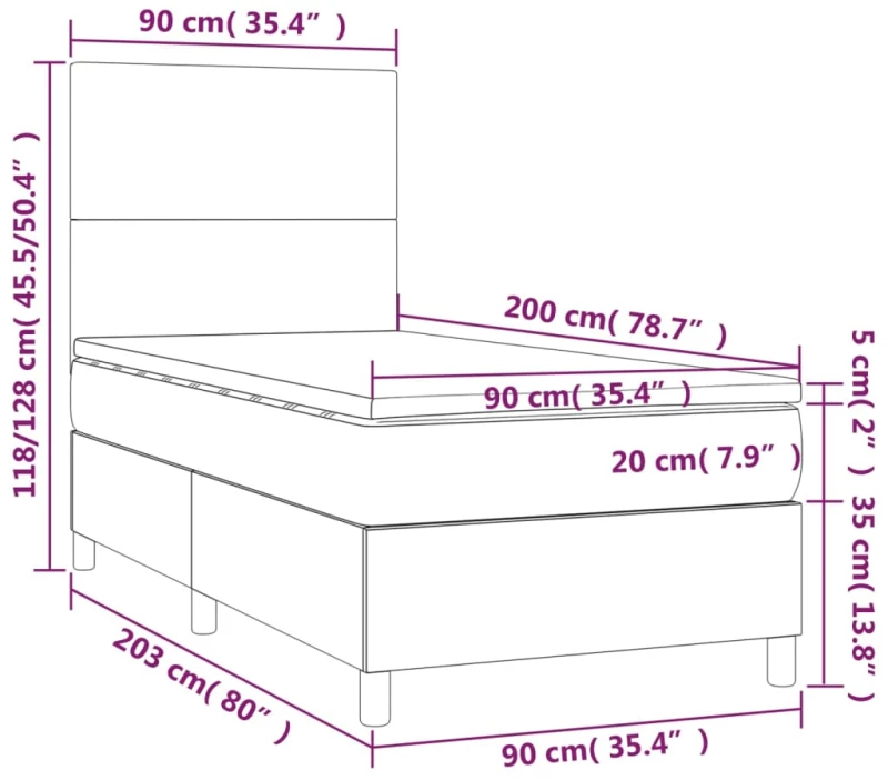 ΚΡΕΒΑΤΙ BOXSPRING ΜΕ ΣΤΡΩΜΑ ΓΚΡΙ 90X200 ΕΚ. ΑΠΟ ΣΥΝΘΕΤΙΚΟ ΔΕΡΜΑ 3142705