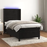 ΚΡΕΒΑΤΙ BOXSPRING ΜΕ ΣΤΡΩΜΑ & LED ΜΑΥΡΟ 90X200 ΕΚ. ΒΕΛΟΥΔΙΝΟ 3139483