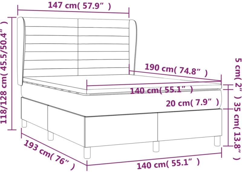 ΚΡΕΒΑΤΙ BOXSPRING ΜΕ ΣΤΡΩΜΑ ΑΝΟΙΧΤΟ ΓΚΡΙ 140X190 ΕΚ. ΥΦΑΣΜΑΤΙΝΟ 3128597