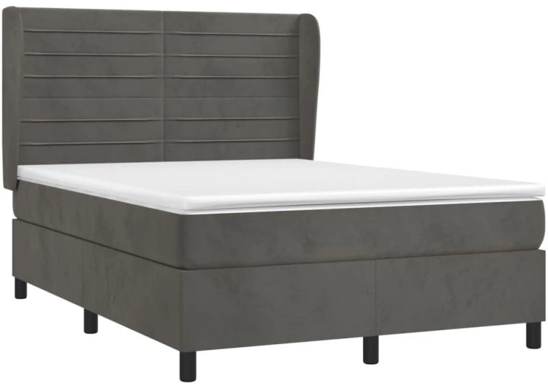 ΚΡΕΒΑΤΙ BOXSPRING ΜΕ ΣΤΡΩΜΑ ΣΚΟΥΡΟ ΓΚΡΙ 140X200 ΕΚ. ΒΕΛΟΥΔΙΝΟ 3129274