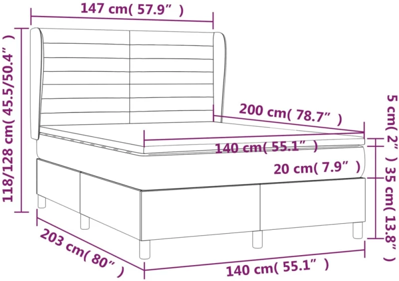 ΚΡΕΒΑΤΙ BOXSPRING ΜΕ ΣΤΡΩΜΑ ΣΚΟΥΡΟ ΓΚΡΙ 140X200 ΕΚ. ΒΕΛΟΥΔΙΝΟ 3129274