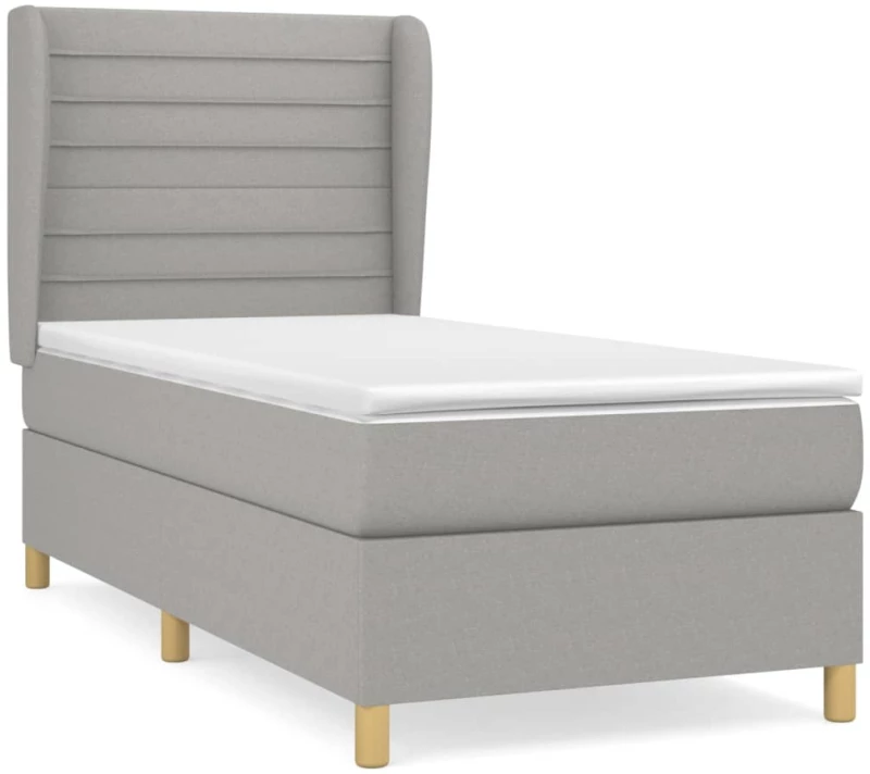 ΚΡΕΒΑΤΙ BOXSPRING ΜΕ ΣΤΡΩΜΑ ΑΝΟΙΧΤΟ ΓΚΡΙ 90X200 ΕΚ. ΥΦΑΣΜΑΤΙΝΟ 3128573