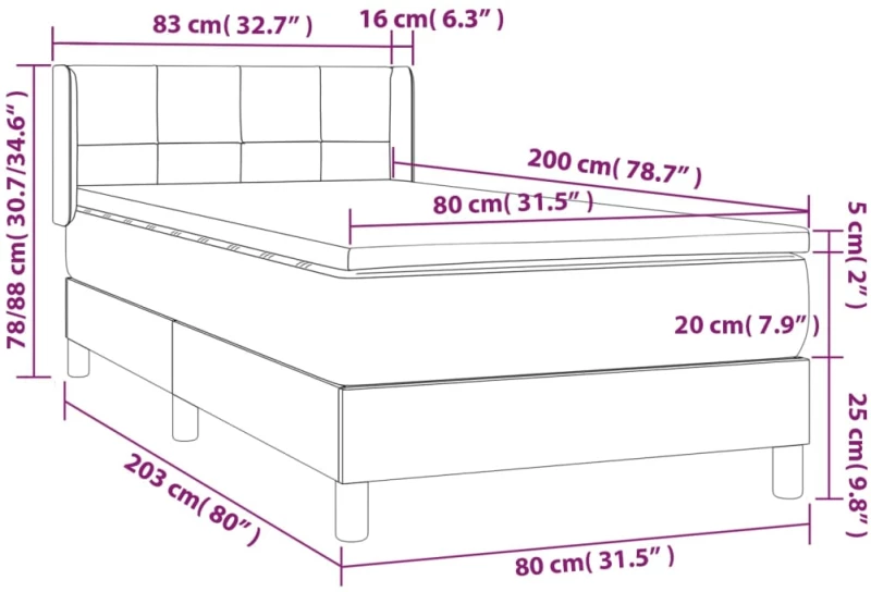 ΚΡΕΒΑΤΙ BOXSPRING ΜΕ ΣΤΡΩΜΑ ΑΝΟΙΧΤΟ ΓΚΡΙ 80X200 ΕΚ. ΥΦΑΣΜΑΤΙΝΟ 3130225