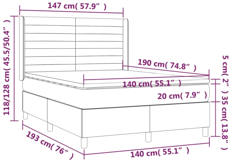 ΚΡΕΒΑΤΙ BOXSPRING ΜΕ ΣΤΡΩΜΑ ΑΝΟΙΧΤΟ ΓΚΡΙ 140X190 ΕΚ. ΥΦΑΣΜΑΤΙΝΟ 3131505