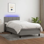 ΚΡΕΒΑΤΙ BOXSPRING ΜΕ ΣΤΡΩΜΑ & LED ΣΚ.ΓΚΡΙ 90X200 ΕΚ. ΥΦΑΣΜΑΤΙΝΟ 3133126