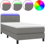 ΚΡΕΒΑΤΙ BOXSPRING ΜΕ ΣΤΡΩΜΑ & LED ΣΚ.ΓΚΡΙ 90X200 ΕΚ. ΥΦΑΣΜΑΤΙΝΟ 3133126