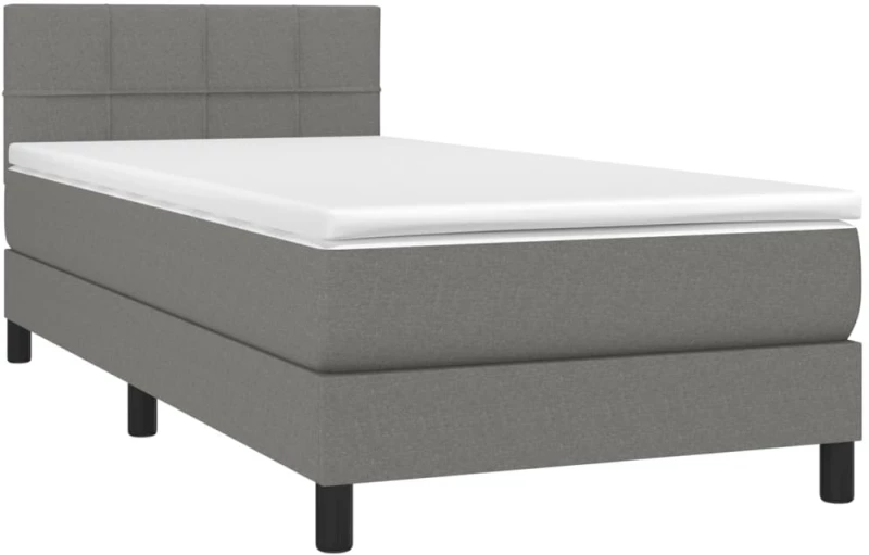 ΚΡΕΒΑΤΙ BOXSPRING ΜΕ ΣΤΡΩΜΑ & LED ΣΚ.ΓΚΡΙ 90X200 ΕΚ. ΥΦΑΣΜΑΤΙΝΟ 3133126