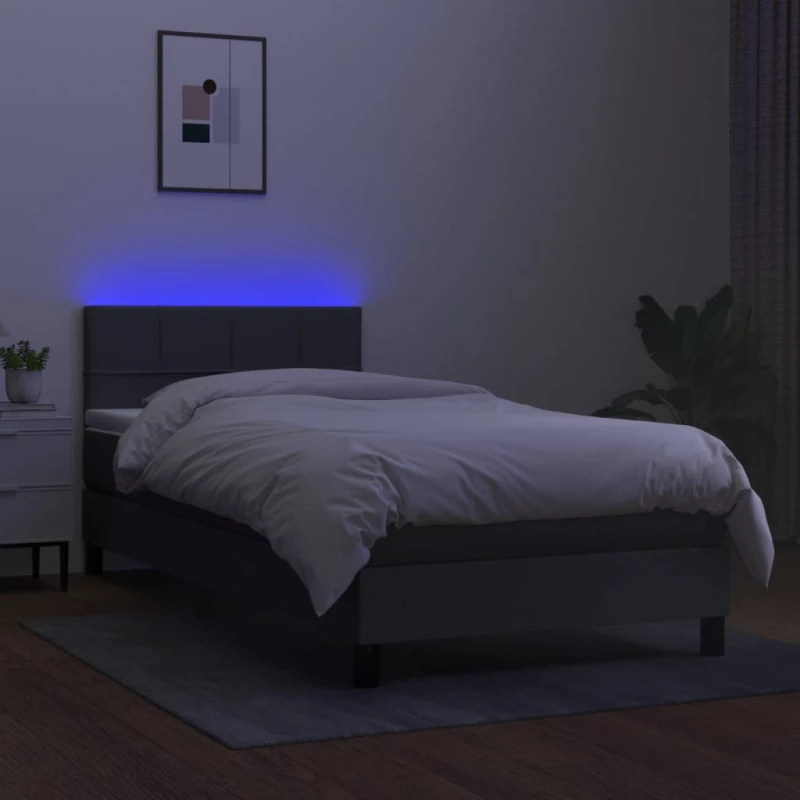 ΚΡΕΒΑΤΙ BOXSPRING ΜΕ ΣΤΡΩΜΑ & LED ΣΚ.ΓΚΡΙ 90X200 ΕΚ. ΥΦΑΣΜΑΤΙΝΟ 3133126