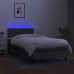 ΚΡΕΒΑΤΙ BOXSPRING ΜΕ ΣΤΡΩΜΑ & LED ΣΚ.ΓΚΡΙ 90X200 ΕΚ. ΥΦΑΣΜΑΤΙΝΟ 3133126