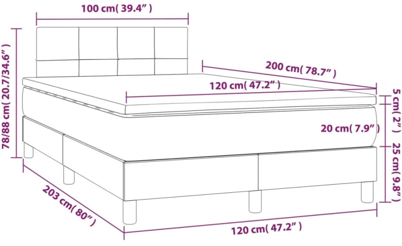 ΚΡΕΒΑΤΙ BOXSPRING ΜΕ ΣΤΡΩΜΑ & LED ΑΝ.ΓΚΡΙ 120X200 ΕΚ ΥΦΑΣΜΑΤΙΝΟ 3133701