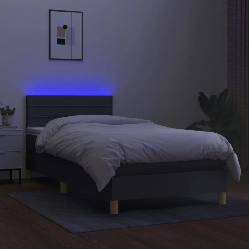 ΚΡΕΒΑΤΙ BOXSPRING ΜΕ ΣΤΡΩΜΑ & LED ΣΚ.ΓΚΡΙ 90X200 ΕΚ. ΥΦΑΣΜΑΤΙΝΟ 3133766