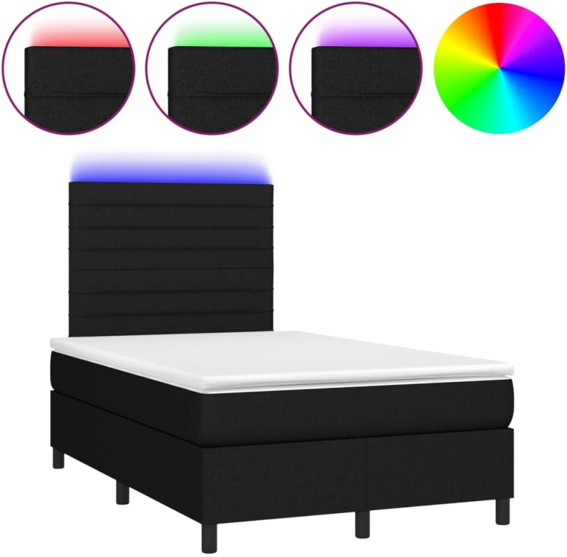 ΚΡΕΒΑΤΙ BOXSPRING ΜΕ ΣΤΡΩΜΑ & LED ΜΑΥΡΟ 120X200 ΕΚ. ΥΦΑΣΜΑΤΙΝΟ 3134943