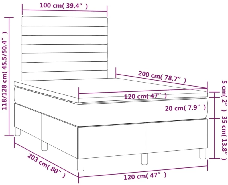 ΚΡΕΒΑΤΙ BOXSPRING ΜΕ ΣΤΡΩΜΑ & LED ΜΑΥΡΟ 120X200 ΕΚ. ΥΦΑΣΜΑΤΙΝΟ 3134943