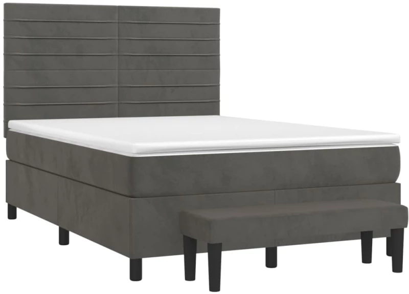 ΚΡΕΒΑΤΙ BOXSPRING ΜΕ ΣΤΡΩΜΑ ΣΚΟΥΡΟ ΓΚΡΙ 140X190 ΕΚ. ΒΕΛΟΥΔΙΝΟ 3137900