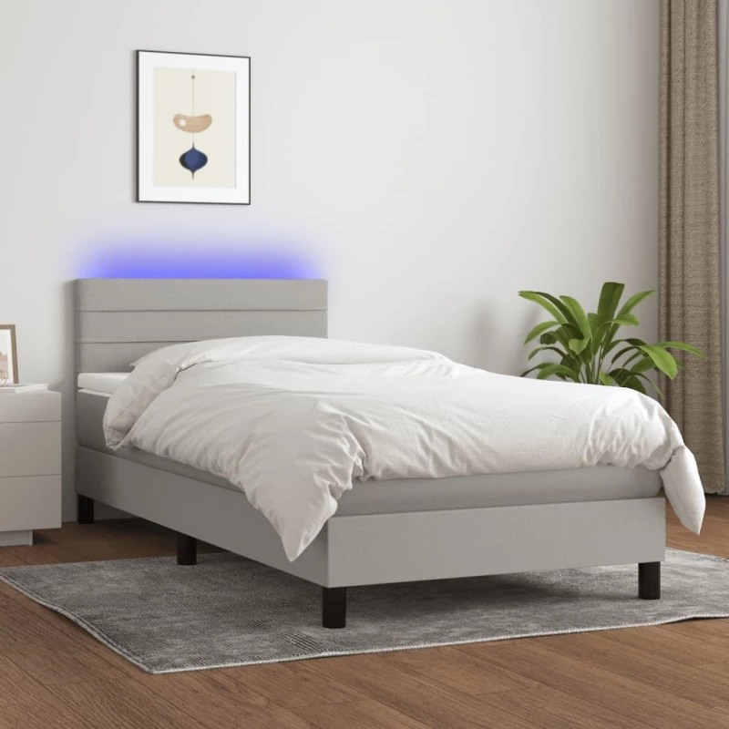 ΚΡΕΒΑΤΙ BOXSPRING ΜΕ ΣΤΡΩΜΑ & LED ΑΝ.ΓΚΡΙ 90X200 ΕΚ. ΥΦΑΣΜΑΤΙΝΟ 3133205