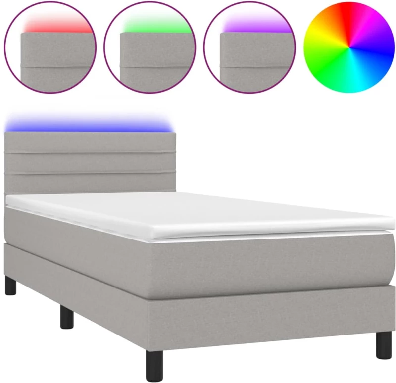 ΚΡΕΒΑΤΙ BOXSPRING ΜΕ ΣΤΡΩΜΑ & LED ΑΝ.ΓΚΡΙ 90X200 ΕΚ. ΥΦΑΣΜΑΤΙΝΟ 3133205