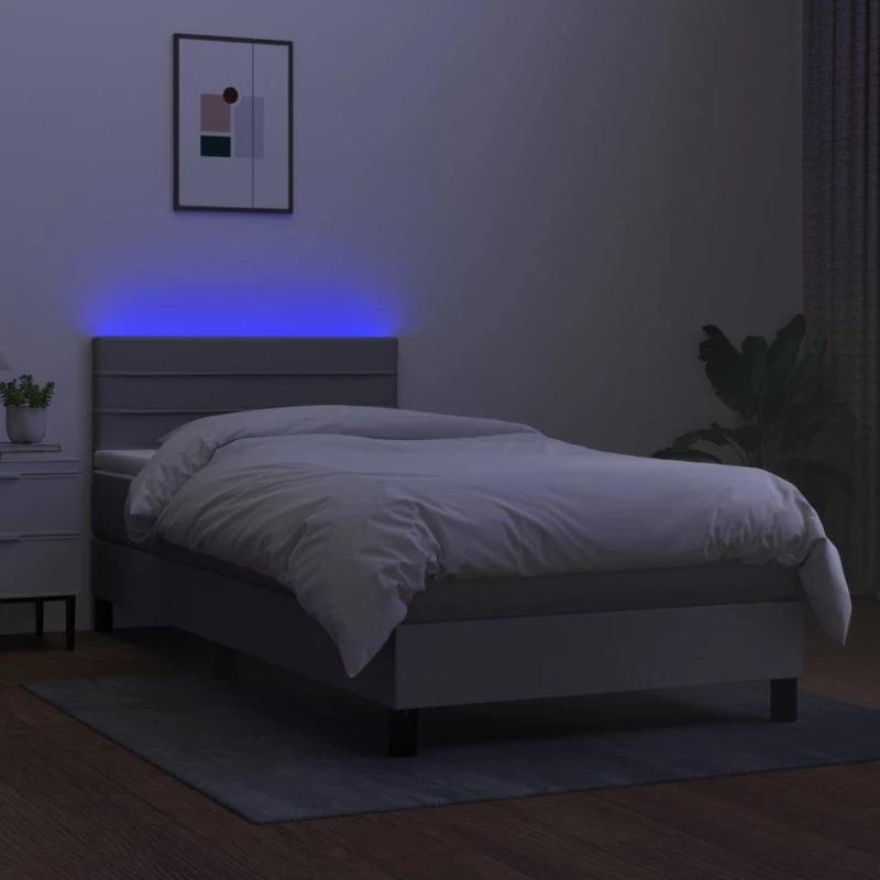 ΚΡΕΒΑΤΙ BOXSPRING ΜΕ ΣΤΡΩΜΑ & LED ΑΝ.ΓΚΡΙ 90X200 ΕΚ. ΥΦΑΣΜΑΤΙΝΟ 3133205