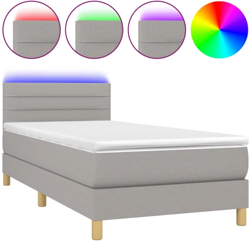 ΚΡΕΒΑΤΙ BOXSPRING ΜΕ ΣΤΡΩΜΑ & LED ΑΝ.ΓΚΡΙ 90X190 ΕΚ. ΥΦΑΣΜΑΤΙΝΟ 3133757
