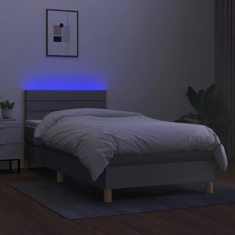 ΚΡΕΒΑΤΙ BOXSPRING ΜΕ ΣΤΡΩΜΑ & LED ΑΝ.ΓΚΡΙ 90X190 ΕΚ. ΥΦΑΣΜΑΤΙΝΟ 3133757