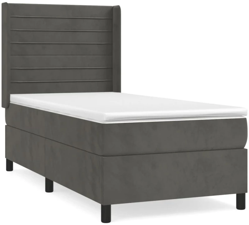 ΚΡΕΒΑΤΙ BOXSPRING ΜΕ ΣΤΡΩΜΑ ΣΚΟΥΡΟ ΓΚΡΙ 90X190 ΕΚ. ΒΕΛΟΥΔΙΝΟ 3132712