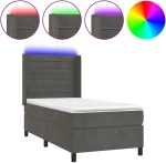 ΚΡΕΒΑΤΙ BOXSPRING ΜΕ ΣΤΡΩΜΑ & LED ΣΚ. ΓΚΡΙ 90X190 ΕΚ. ΒΕΛΟΥΔΙΝΟ 3139596