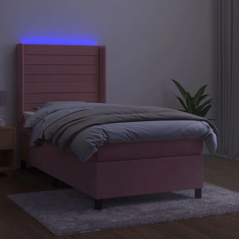 ΚΡΕΒΑΤΙ BOXSPRING ΜΕ ΣΤΡΩΜΑ & LED ΡΟΖ 90X200 ΕΚ. ΒΕΛΟΥΔΙΝΟ 3139606