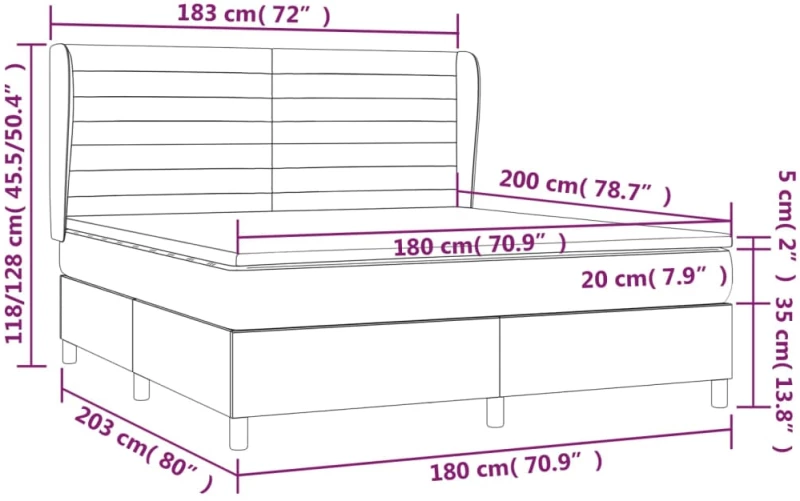 ΚΡΕΒΑΤΙ BOXSPRING ΜΕ ΣΤΡΩΜΑ ΣΚΟΥΡΟ ΓΚΡΙ 180X200 ΕΚ. ΒΕΛΟΥΔΙΝΟ 3129286