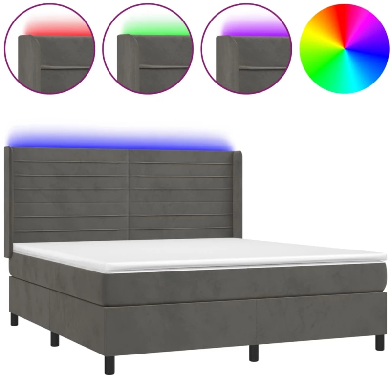 ΚΡΕΒΑΤΙ BOXSPRING ΜΕ ΣΤΡΩΜΑ & LED ΣΚ. ΓΚΡΙ 180X200ΕΚ. ΒΕΛΟΥΔΙΝΟ 3139638