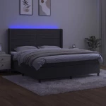 ΚΡΕΒΑΤΙ BOXSPRING ΜΕ ΣΤΡΩΜΑ & LED ΣΚ. ΓΚΡΙ 180X200ΕΚ. ΒΕΛΟΥΔΙΝΟ 3139638