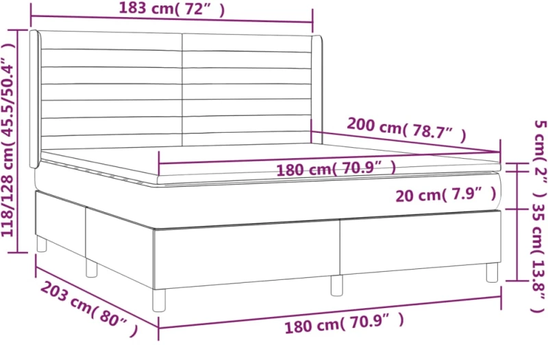 ΚΡΕΒΑΤΙ BOXSPRING ΜΕ ΣΤΡΩΜΑ & LED ΑΝ.ΓΚΡΙ 180X200ΕΚ. ΥΦΑΣΜΑΤΙΝΟ 3138413