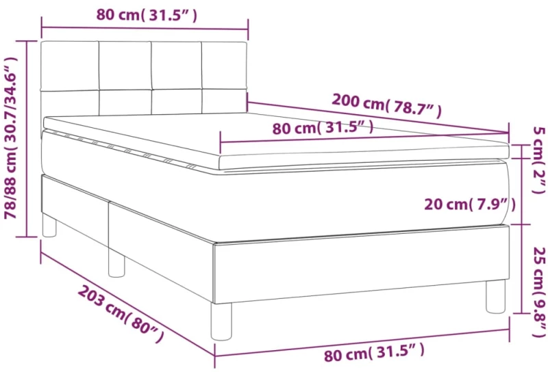 ΚΡΕΒΑΤΙ BOXSPRING ΜΕ ΣΤΡΩΜΑ ΑΝΟΙΧΤΟ ΓΚΡΙ 80X200 ΕΚ. ΥΦΑΣΜΑΤΙΝΟ 3140009