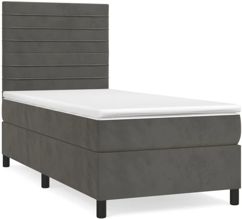 ΚΡΕΒΑΤΙ BOXSPRING ΜΕ ΣΤΡΩΜΑ ΣΚΟΥΡΟ ΓΚΡΙ 100X200 ΕΚ. ΒΕΛΟΥΔΙΝΟ 3143068